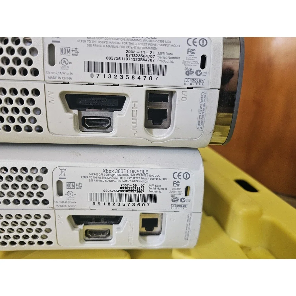 2x Xbox 360 Console For Parts White 2008 2009 Mfr Dates RROD And Untested